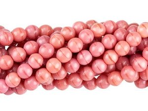 Czech Glass 6mm Coral Pink Round Bead Strand by Starman Czech Glass 6mm Coral Pink Round Bead Strand by Starman