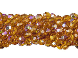 Czech Glass 6mm Dark Topaz AB Fire-Polish Bead Strand by Starman Czech Glass 6mm Dark Topaz AB Fire-Polish Bead Strand by Starman