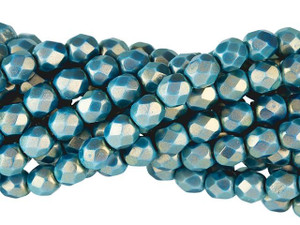 Czech Glass 6mm Halo Ethereal Azurite Fire-Polish Bead Strand by Starman Czech Glass 6mm Halo Ethereal Azurite Fire-Polish Bead Strand by Starman