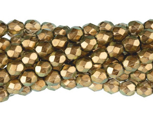 Czech Glass 6mm Halo Linen Fire-Polish Bead Strand by Starman Czech Glass 6mm Halo Linen Fire-Polish Bead Strand by Starman