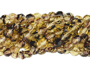 Czech Glass 6mm Hurricane Glass Jonquil/Amethyst Fire-Polish Bead Strand by Starman Czech Glass 6mm Hurricane Glass Jonquil/Amethyst Fire-Polish Bead Strand by Starman