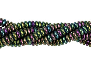 Czech Glass 6mm Iris Green Rondelle Bead Strand by Starman Czech Glass 6mm Iris Green Rondelle Bead Strand by Starman