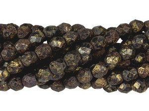 Czech Glass 6mm Jet - Stone Copper Picasso Fire-Polish Bead Strand by Starman Czech Glass 6mm Jet - Stone Copper Picasso Fire-Polish Bead Strand by Starman