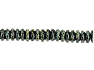 Czech Glass 6mm Jet Black Opaque with Picasso Finish Disc Spacer Bead Strand by Raven's Journey Czech Glass 6mm Jet Black Opaque with Picasso Finish Disc Spacer Bead Strand by Raven's Journey
