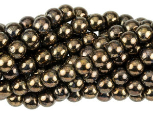 Czech Glass 6mm Jet Bronze Picasso Round Bead Strand by Starman Czech Glass 6mm Jet Bronze Picasso Round Bead Strand by Starman