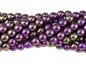 Czech Glass 6mm Luster Iris Tanzanite Round Bead Strand by Starman Czech Glass 6mm Luster Iris Tanzanite Round Bead Strand by Starman