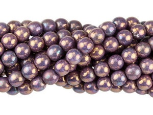 Czech Glass 6mm Luster Opaque Bronzed Smoke Round Bead Strand by Starman Czech Glass 6mm Luster Opaque Bronzed Smoke Round Bead Strand by Starman
