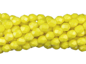 Czech Glass 6mm Matte - Luster Iris - Custard Fire-Polish Bead Strand by Starman