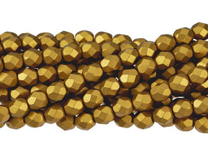 Czech Glass 6mm Matte - Metallic Antique Gold Fire-Polish Bead Strand by Starman Czech Glass 6mm Matte - Metallic Antique Gold Fire-Polish Bead Strand by Starman