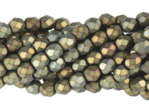 Czech Glass 6mm Matte Iris Brown Fire-Polish Bead Strand by Starman Czech Glass 6mm Matte Iris Brown Fire-Polish Bead Strand by Starman