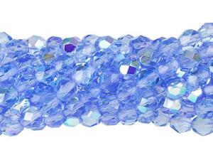 Czech Glass 6mm Med Sapphire AB Fire-Polish Bead Strand by Starman Czech Glass 6mm Med Sapphire AB Fire-Polish Bead Strand by Starman