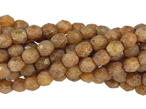 Czech Glass 6mm Milky Pink Stone Copper Picasso Fire-Polish Bead Strand by Starman Czech Glass 6mm Milky Pink Stone Copper Picasso Fire-Polish Bead Strand by Starman