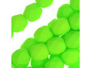 Czech Glass 6mm Neon Lime Fire-Polish Bead Strand by Starman Czech Glass 6mm Neon Lime Fire-Polish Bead Strand by Starman