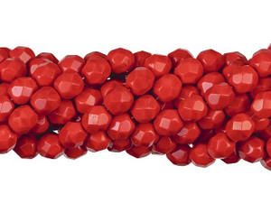 Czech Glass 6mm Opaque Red Fire-Polish Bead Strand by Starman Czech Glass 6mm Opaque Red Fire-Polish Bead Strand by Starman