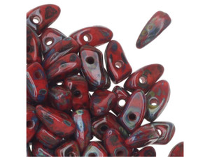 Czech Glass 6mm Opaque Red Picasso Prong Bead 2.5-Inch Tube by Starman Czech Glass 6mm Opaque Red Picasso Prong Bead 2.5-Inch Tube by Starman