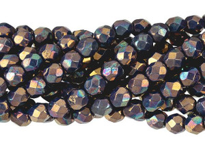 Czech Glass 6mm Oxidized Bronze Titanium Fire-Polish Bead Strand by Starman Czech Glass 6mm Oxidized Bronze Titanium Fire-Polish Bead Strand by Starman