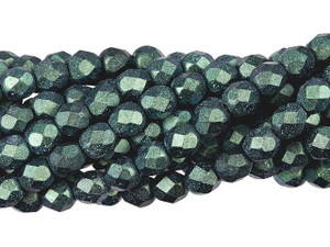 Czech Glass 6mm Polychrome - Aqua Teal Fire-Polish Bead Strand by Starman Czech Glass 6mm Polychrome - Aqua Teal Fire-Polish Bead Strand by Starman
