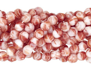 Czech Glass 6mm Red/White Fire-Polish Bead Strand by Starman Czech Glass 6mm Red/White Fire-Polish Bead Strand by Starman