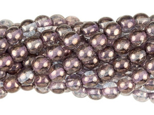 Czech Glass 6mm Rosaline Moon Dust Round Bead Strand by Starman Czech Glass 6mm Rosaline Moon Dust Round Bead Strand by Starman