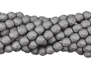 Czech Glass 6mm Saturated Gray Fire-Polish Bead Strand by Starman Czech Glass 6mm Saturated Gray Fire-Polish Bead Strand by Starman