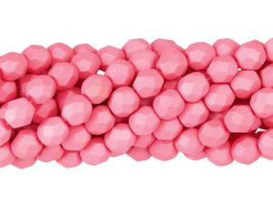 Czech Glass 6mm Saturated Pink Fire-Polish Bead Strand by Starman Czech Glass 6mm Saturated Pink Fire-Polish Bead Strand by Starman