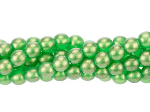 Czech Glass 6mm Sueded Gold Emerald Round Bead Strand by Starman Czech Glass 6mm Sueded Gold Emerald Round Bead Strand by Starman
