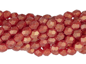 Czech Glass 6mm Sueded Gold Ruby Fire-Polish Bead Strand by Starman Czech Glass 6mm Sueded Gold Ruby Fire-Polish Bead Strand by Starman