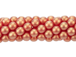 Czech Glass 6mm Sueded Gold Ruby Round Bead Strand by Starman Czech Glass 6mm Sueded Gold Ruby Round Bead Strand by Starman