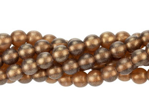 Czech Glass 6mm Sueded Gold Smoky Topaz Round Bead Strand by Starman Czech Glass 6mm Sueded Gold Smoky Topaz Round Bead Strand by Starman