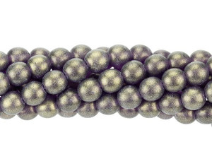 Czech Glass 6mm Sueded Gold Tanzanite Round Bead Strand by Starman Czech Glass 6mm Sueded Gold Tanzanite Round Bead Strand by Starman