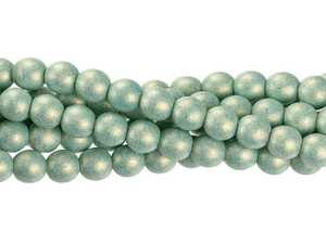 Czech Glass 6mm Sueded Gold Turquoise Round Bead Strand by Starman Czech Glass 6mm Sueded Gold Turquoise Round Bead Strand by Starman