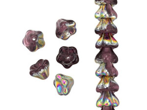 Czech Glass 8 x 6mm Amethyst Vitral Bell Flower Bead Strand by Starman Czech Glass 8 x 6mm Amethyst Vitral Bell Flower Bead Strand by Starman