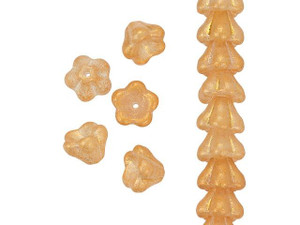 Czech Glass 8 x 6mm Crystal Honey Shimmer Bell Flower Bead Strand by Starman Czech Glass 8 x 6mm Crystal Honey Shimmer Bell Flower Bead Strand by Starman