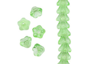 Czech Glass 8 x 6mm Glow-in-the-Dark Peridot Bell Flower Bead Strand by Starman Czech Glass 8 x 6mm Glow-in-the-Dark Peridot Bell Flower Bead Strand by Starman