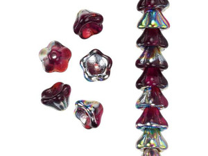 Czech Glass 8 x 6mm Siam Ruby Vitral Bell Flower Bead Strand by Starman Czech Glass 8 x 6mm Siam Ruby Vitral Bell Flower Bead Strand by Starman