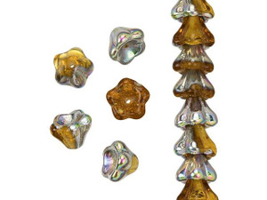 Czech Glass 8 x 6mm Topaz Vitral Bell Flower Bead Strand by Starman Czech Glass 8 x 6mm Topaz Vitral Bell Flower Bead Strand by Starman