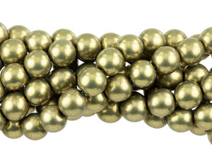 Czech Glass 8mm ColorTrends Saturated Metallic Golden Lime Round Bead Strand by Starman Czech Glass 8mm ColorTrends Saturated Metallic Golden Lime Round Bead Strand by Starman