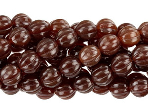 Czech Glass 8mm Dark Milky Caramel Melon Bead Strand by Starman Czech Glass 8mm Dark Milky Caramel Melon Bead Strand by Starman