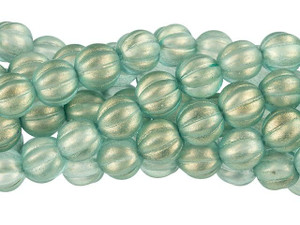 Czech Glass 8mm Halo Heavens Melon Bead Strand by Starman Czech Glass 8mm Halo Heavens Melon Bead Strand by Starman