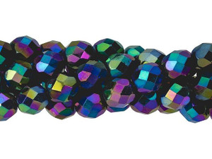 Star Czech Glass Beads 8mm MATTE BLACK DIAMOND AB