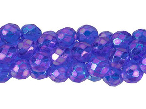 Czech Glass 8mm Luster Iris Sapphire Fire-Polish Bead Strand by Starman Czech Glass 8mm Luster Iris Sapphire Fire-Polish Bead Strand by Starman