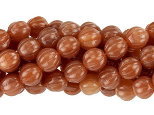 Czech Glass 8mm Milky Caramel Melon Bead Strand by Starman Czech Glass 8mm Milky Caramel Melon Bead Strand by Starman