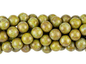 Czech Glass 8mm Opaque Blue Picasso Round Bead Strand by Starman Czech Glass 8mm Opaque Blue Picasso Round Bead Strand by Starman