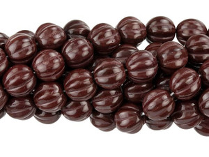 Czech Glass 8mm Opaque Cocoa Brown Melon Bead Strand by Starman Czech Glass 8mm Opaque Cocoa Brown Melon Bead Strand by Starman