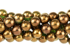 Czech Glass 8mm Patina Olivine Round Bead Strand by Starman Czech Glass 8mm Patina Olivine Round Bead Strand by Starman