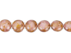 Czech Glass 8mm Pink Lazura Luster 2-Hole Candy Bead Strand Czech Glass 8mm Pink Lazura Luster 2-Hole Candy Bead Strand