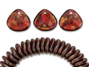 Czech Glass 8mm Siam Ruby with Copper Picasso Rose Petal Beads (50pc Strand) by Starman Czech Glass 8mm Siam Ruby with Copper Picasso Rose Petal Beads (50pc Strand) by Starman