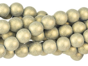 Czech Glass 8mm Sueded Gold Capri Blue Round Bead Strand by Starman Czech Glass 8mm Sueded Gold Capri Blue Round Bead Strand by Starman