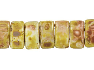 Czech Glass 9 x 17mm 2-Hole Carrier Bead Strand White Travertine Czech Glass 9 x 17mm 2-Hole Carrier Bead Strand White Travertine