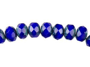 Cloudy Air Force Blue Rondelle Faceted Glass Beads 4mm